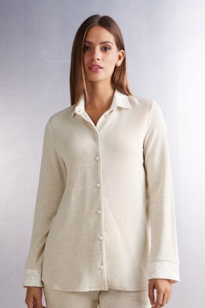 Intimissimi Baby It’s Cold Outside Modal And Wool Button Up Hemd Damen Weiß | JUE-320714