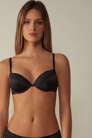 Intimissimi Bellissima Silk Push-Up BH Damen Schwarz | DNU-249615