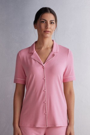 Intimissimi Button Up In Modal Hemd Damen Rosa | XPC-650834