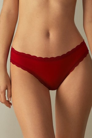 Intimissimi Cotton And Lace Höschen Damen Rot | MRV-801679