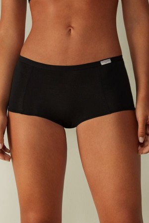 Intimissimi Cotton Boyshorts Kurze Hose Damen Schwarz | QMR-725801