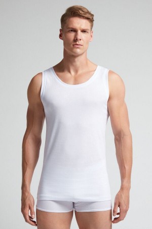 Intimissimi Extrafine Superior Cotton Round Neck Tanktop Herren Weiß | KVY-453680