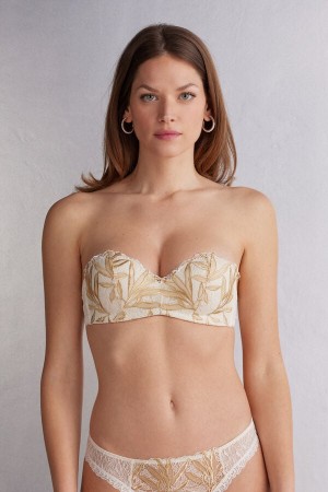 Intimissimi Golden Hour Gioia Bandeau BH Damen Hellgelb Weiß | VJU-567031