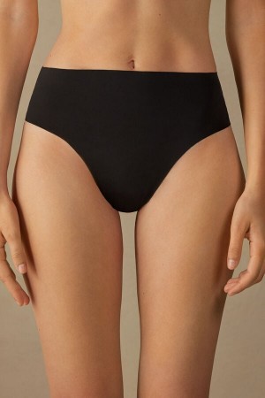 Intimissimi High Waist In Seamless Ultralight Microfiber Tanga Damen Schwarz | AGV-182940