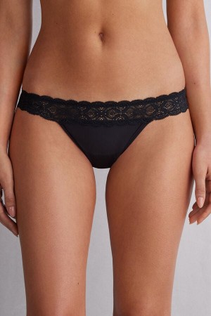 Intimissimi Lace And Microfiber Modifiedzilian Slip Damen Schwarz | TVG-893715