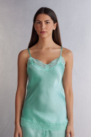 Intimissimi Lace And Silk Tanktop Damen Grün | KWL-728305