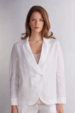 Intimissimi Linen Cloth Double Breasted Jacke Damen Weiß | LBR-861359