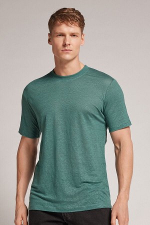 Intimissimi Linen T-Shirt Herren Grün | BKO-021397