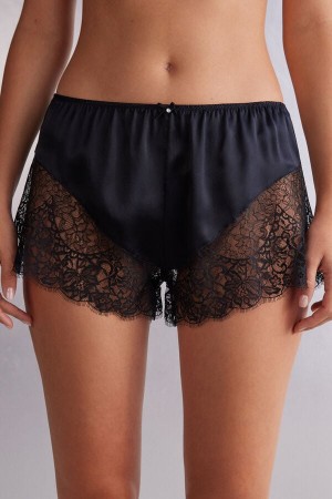 Intimissimi Living In Luxe Silk And Lace Kurze Hose Damen Schwarz | ZKG-716854