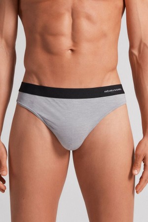 Intimissimi Logo Detailed Microfiber Tanga Herren Hellgrau | KAM-794521