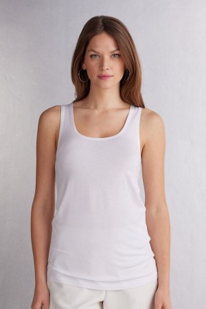 Intimissimi Long Micromodal Tanktop Damen Weiß | RLS-915476