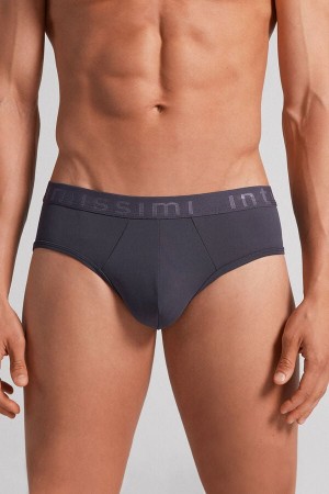 Intimissimi Microfiber Logo Detail Slip Herren Grau | IQB-435780