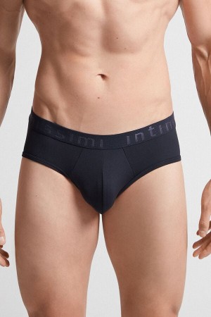 Intimissimi Microfiber Logo Detail Slip Herren Schwarz | XNZ-591043