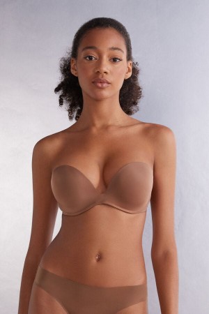 Intimissimi Monica Bandeau Ultralight Microfiber BH Damen Dunkelbeige | FDA-456078