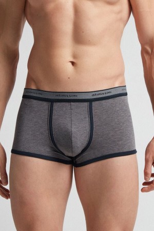 Intimissimi Natural Fresh Cotton Boxer Herren Tiefesgrau Blau | DPJ-487296