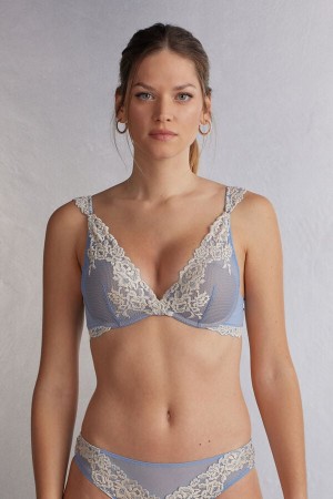 Intimissimi Pretty Flowers Giorgia Balconette BH Damen Blau Weiß | ALF-158346