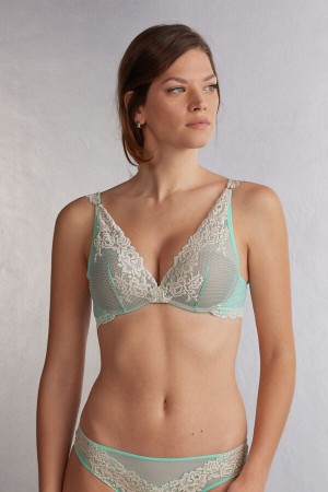 Intimissimi Pretty Flowers Giorgia Balconette BH Damen Grün Weiß | HIZ-976510