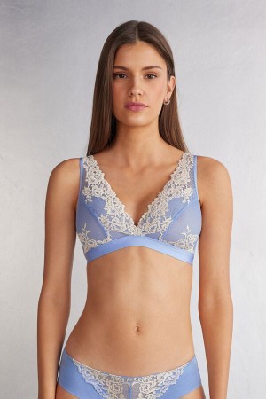 Intimissimi Pretty Flowers Lara Triangle BH Damen Blau Weiß | VTD-849072