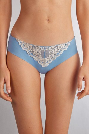 Intimissimi Pretty Flowers Seamless Cotton Höschen Damen Blau Weiß | JTA-357286