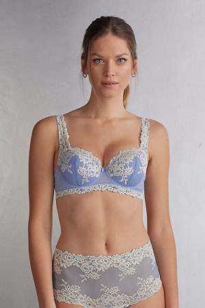 Intimissimi Pretty Flowers Sofia Balconette BH Damen Blau Weiß | ABW-950178