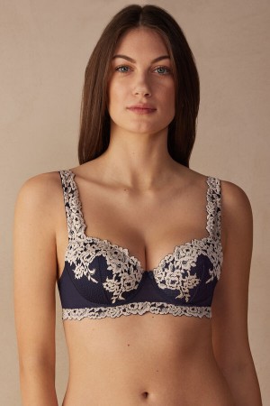 Intimissimi Pretty Flowers Sofia Balconette BH Damen Tiefesblau Hellgelb | FCI-321968