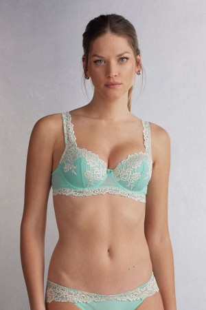 Intimissimi Pretty Flowers Sofia Balconette BH Damen Grün Weiß | AGD-406182