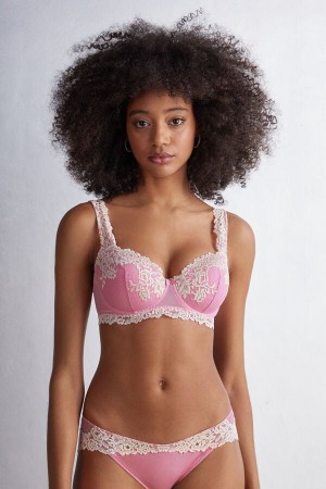 Intimissimi Pretty Flowers Sofia Balconette BH Damen Rosa Weiß | MOH-862941