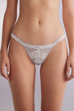 Intimissimi Pretty Flowers String Tanga Damen Grau | YGP-827640