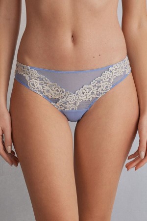 Intimissimi Pretty Flowerszilian Slip Damen Blau Weiß | FKO-402978