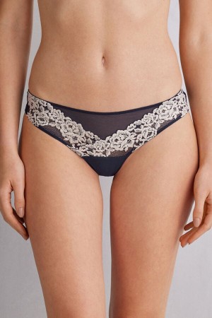 Intimissimi Pretty Flowerszilian Slip Damen Tiefesblau Hellgelb | BXA-047268