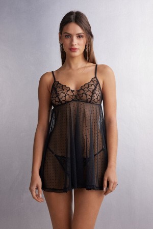 Intimissimi Queen Of Hearts Babydoll Pyjama Damen Schwarz | XHO-651734