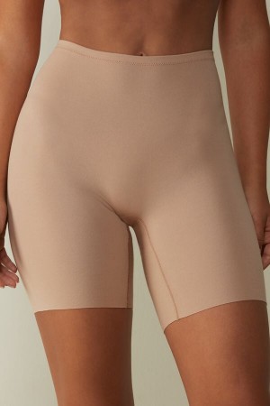 Intimissimi Raw Edge Seamless Cotton Kurze Hose Damen Orange Beige | KLH-294738