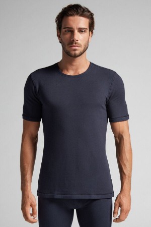 Intimissimi Short-Sleeve Modal-Cashmere T-Shirt Herren Schwarz | RFM-156842