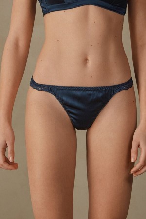 Intimissimi Silk And Lace G-String Tanga Damen Blau | GDT-916275