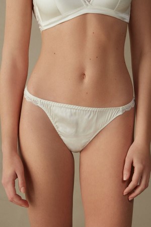 Intimissimi Silk And Lace G-String Tanga Damen Weiß | BXT-695428