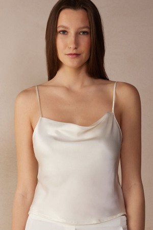 Intimissimi Silk Crop Camisole Tanktop Damen Weiß | SBI-906183