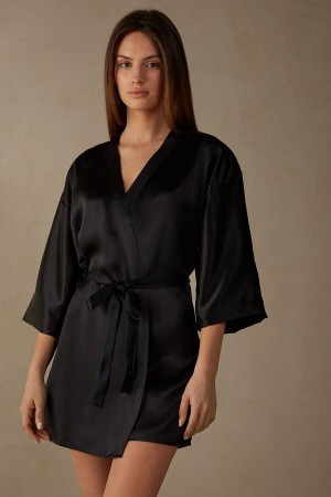 Intimissimi Silk Kimono Pyjama Damen Schwarz | QEA-150496