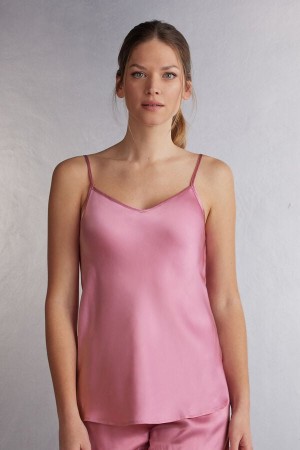 Intimissimi Silk Satin With V-Neckline Tanktop Damen Rosa | UTK-834590