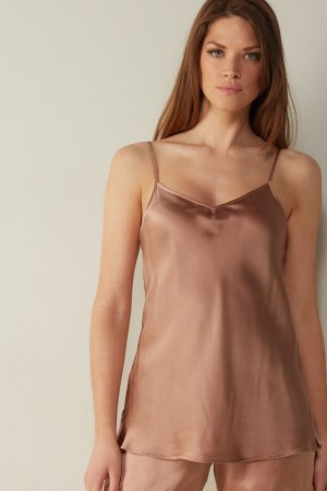 Intimissimi Silk Satin With V-Neckline Tanktop Damen Rosa | TOM-974025