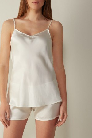 Intimissimi Silk Satin With V-Neckline Tanktop Damen Weiß | GCA-702895