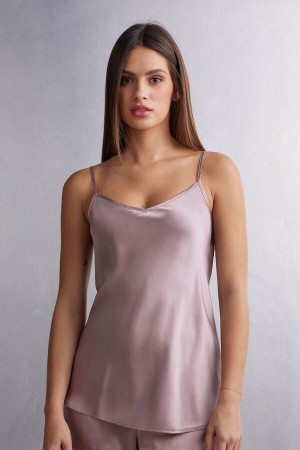 Intimissimi Silk Satin With V-Neckline Tanktop Damen Rosa | BPQ-862970