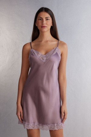 Intimissimi Silk Slip With Lace Insert Detail Pyjama Damen Rosa | ILH-946872