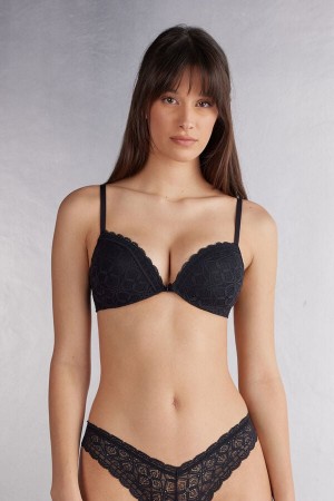 Intimissimi Silvia Push-Up Lace BH Damen Schwarz | KEZ-152064