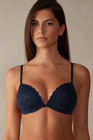 Intimissimi Silvia Push-Up Lace BH Damen Blau | OKR-412358