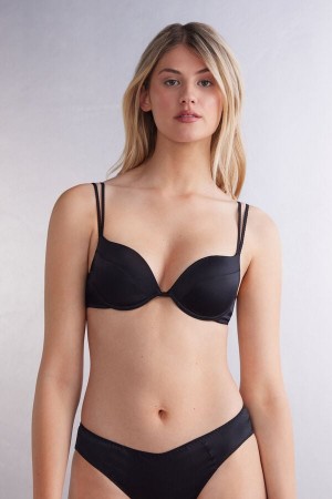 Intimissimi Simona Super Push-Up Silk BH Damen Schwarz | UXB-801972