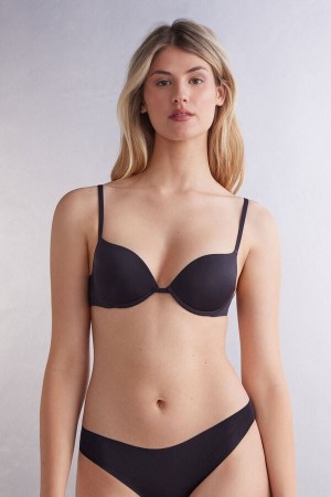 Intimissimi Simona Super Push-Up Ultralight Microfiber BH Damen Schwarz | VOG-435689