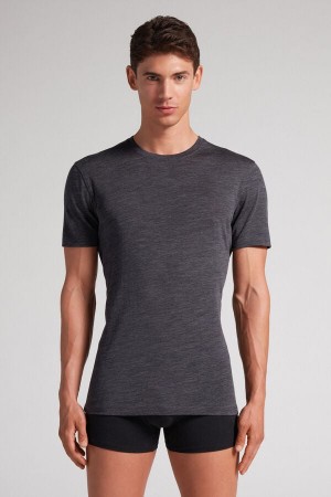 Intimissimi Stretch Merino Wool Short-Sleeve T-Shirt Herren Grau | NRO-607382