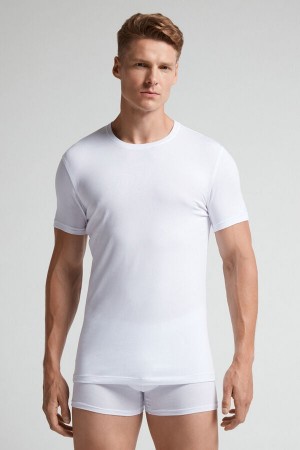 Intimissimi Stretch Superior Cotton T-Shirt Herren Weiß | HMO-468123