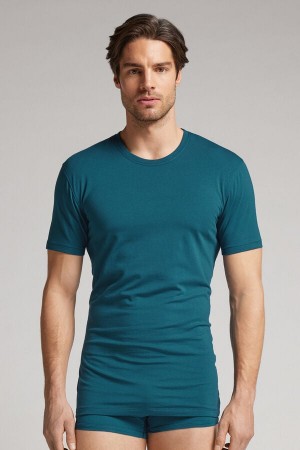 Intimissimi Stretch Superior Cotton T-Shirt Herren Grün | ZHY-270156