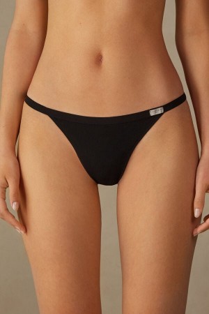 Intimissimi String In Cotton Tanga Damen Schwarz | YAT-358291